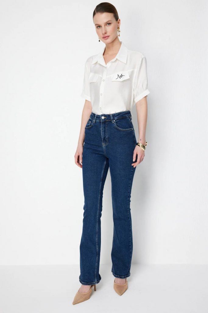 EKOL İspanyol Paça Beş Cep Kot Pantolon 4150 - İNDİGO