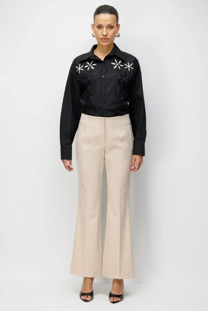 EKOL İspanyol Paça Lastikli Pantolon 4162 - BEJ