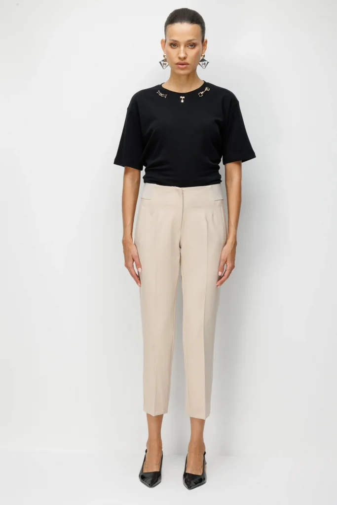 EKOL Kalın Lastikli Dar Paça Pantolon 4166 - BEJ