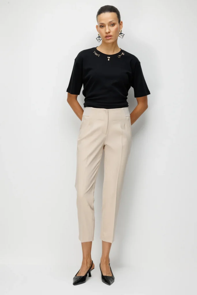 EKOL Kalın Lastikli Dar Paça Pantolon 4166 - BEJ