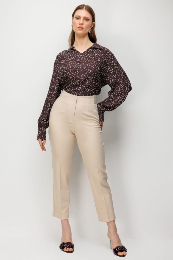 EKOL Beli Kalın Lastikli Dar Paça Pantolon 4168 - BEJ