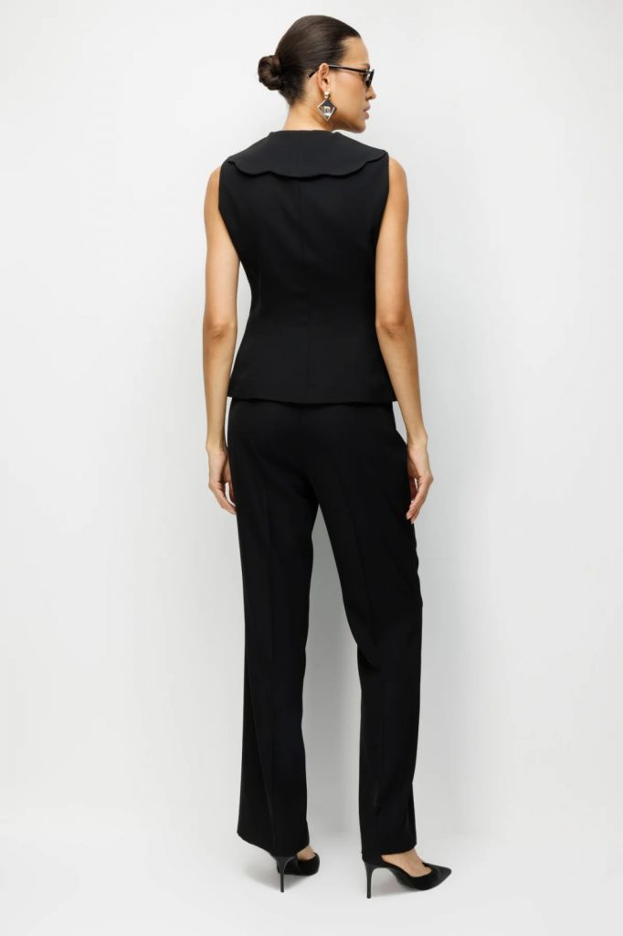 EKOL Taşlı Metal Düğmeli Dikiş Detaylı Yelek 1134