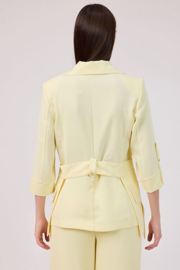 FEVER Cep Detaylı Kemerli Ceket 11003 - SARI