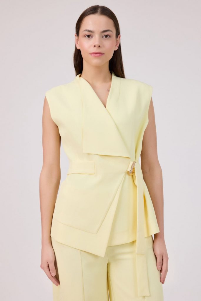 FEVER Asimetrik Yakalı Yelek 15005 - SARI