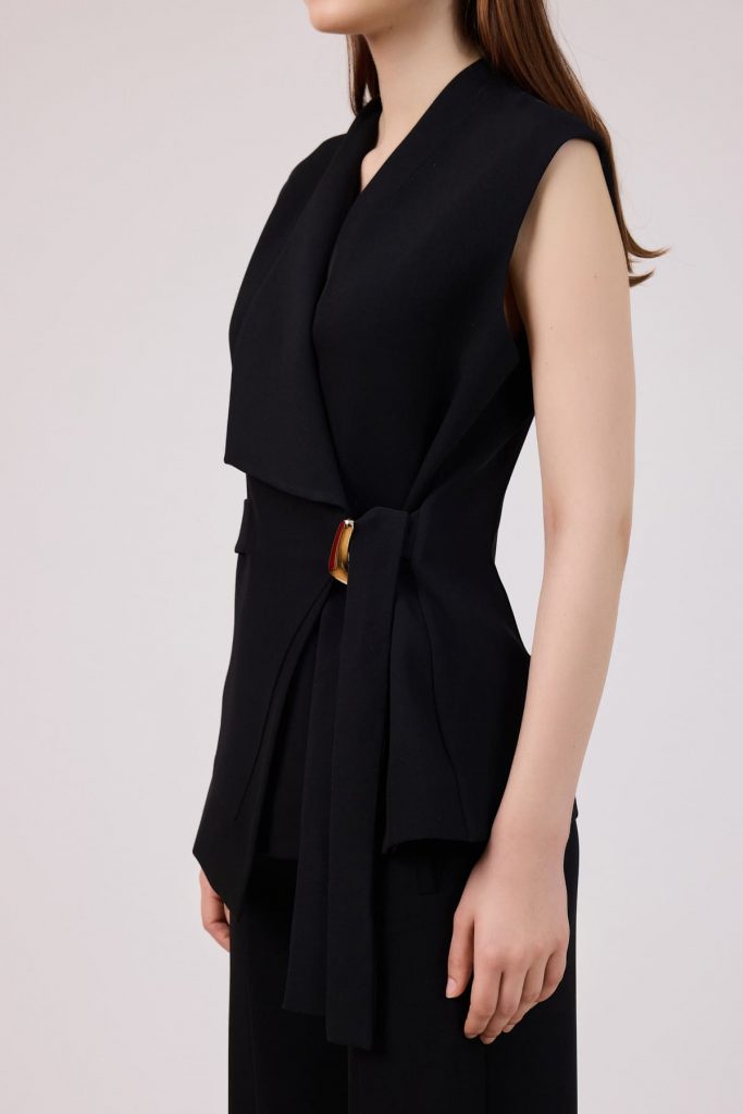 FEVER Asimetrik Yakalı Yelek 15005 - Siyah