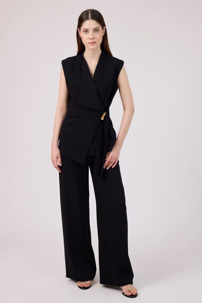 FEVER Asimetrik Yakalı Yelek 15005 - Siyah