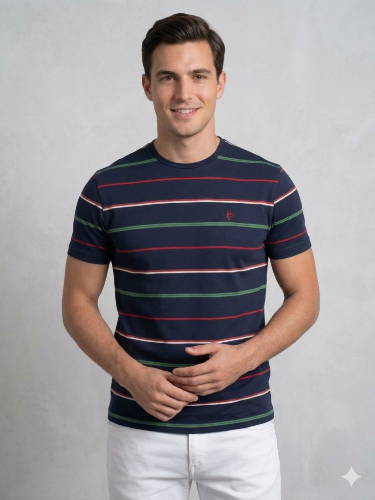 FORMENTİ Fit Çizgi Desenli Merserize Tişört 1511