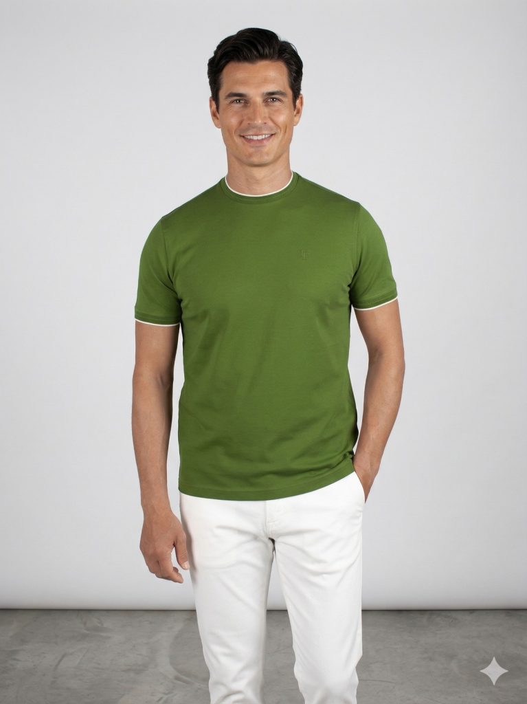 FORMENTİ Fit Yaka Detaylı Merserize 1543 - YEŞİL