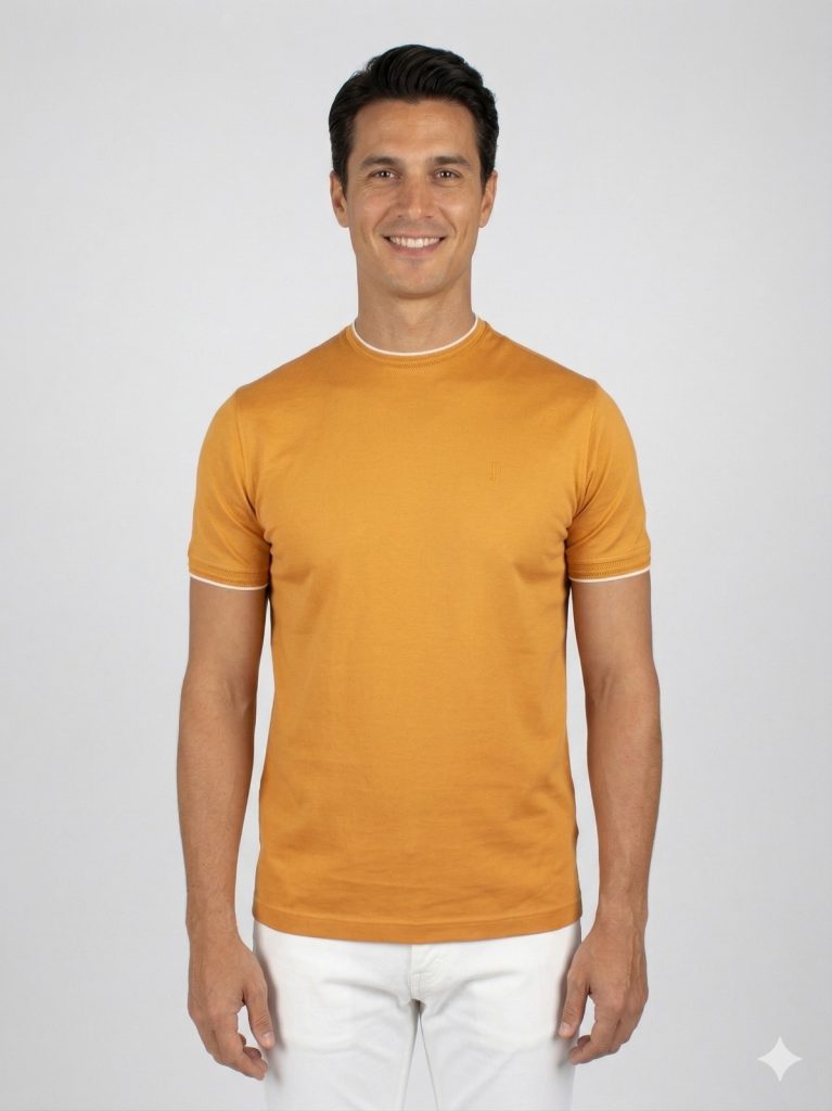 FORMENTİ Fit Yaka Detaylı Merserize 1543 - oranj