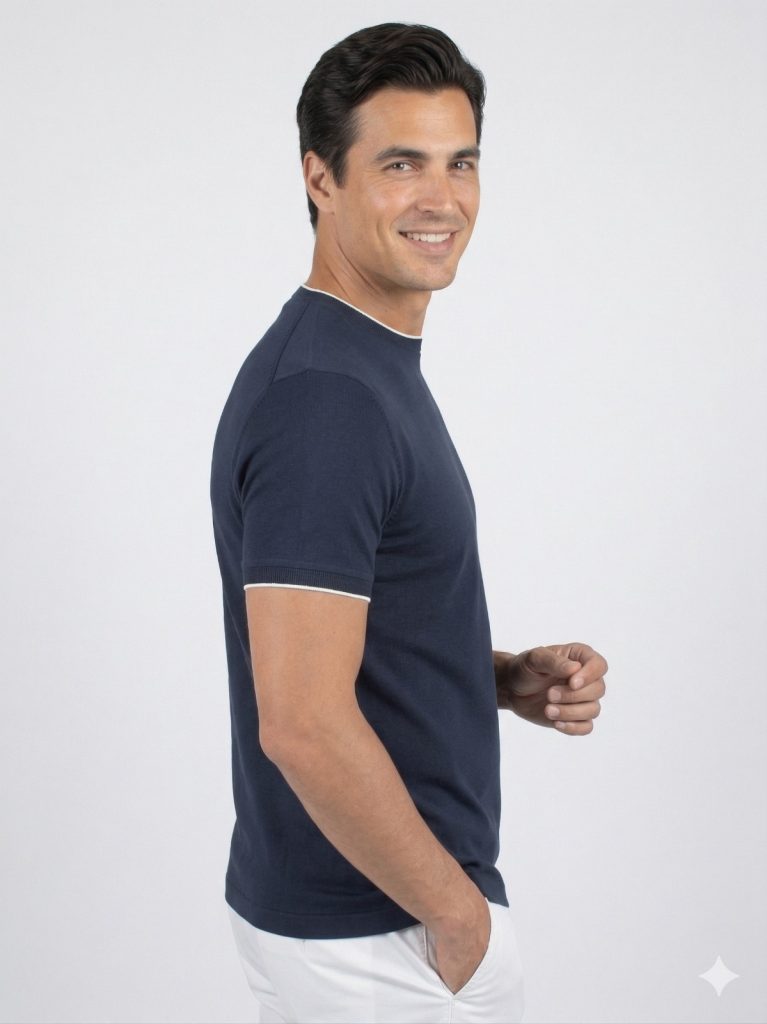 FORMENTİ Fit Yaka Detaylı Merserize 1543 - Lacivert