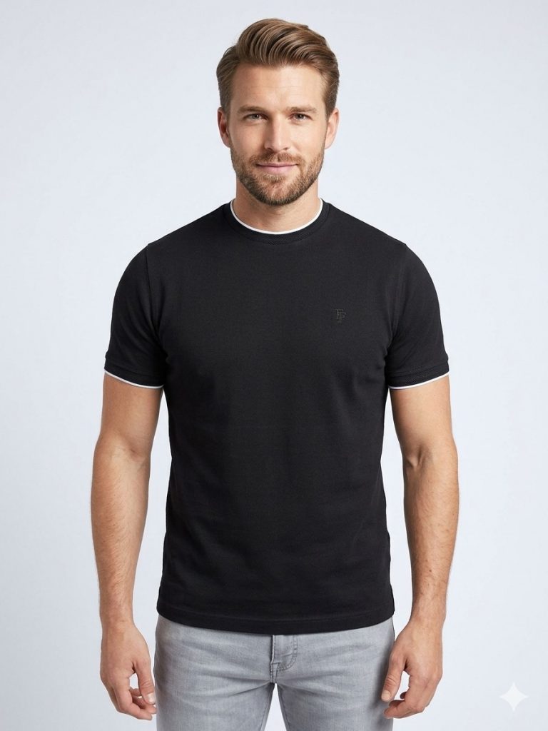 FORMENTİ Fit Yaka Detaylı Merserize 1543 - Siyah
