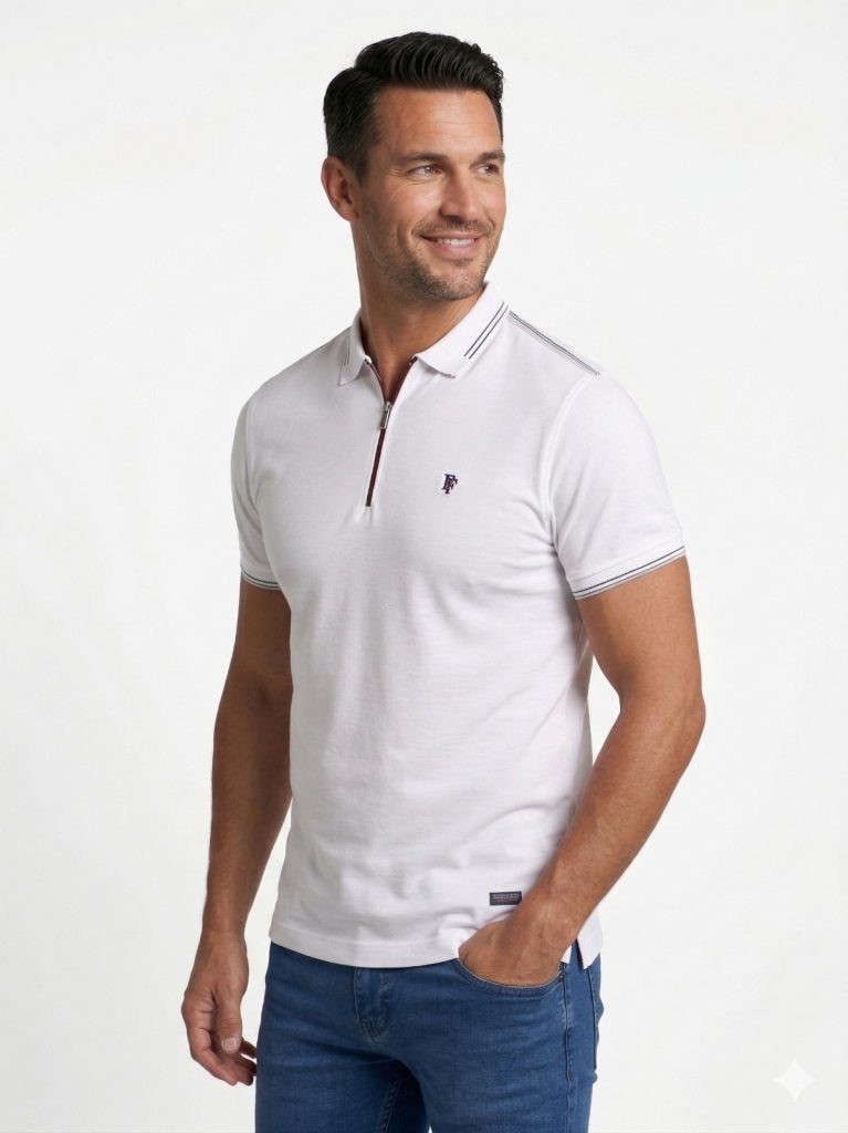 FORMENTİ Fermuar Yaka T-Shirt 1601 - Beyaz