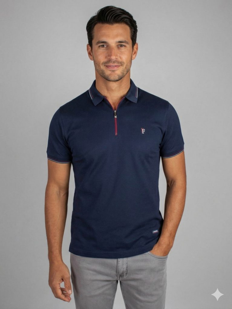 FORMENTİ Fermuar Yaka T-Shirt 1601 - Lacivert