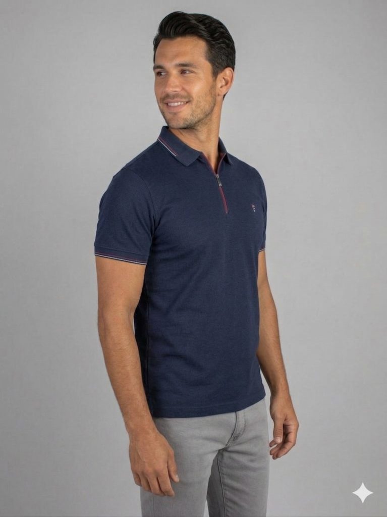 FORMENTİ Fermuar Yaka T-Shirt 1601 - Lacivert