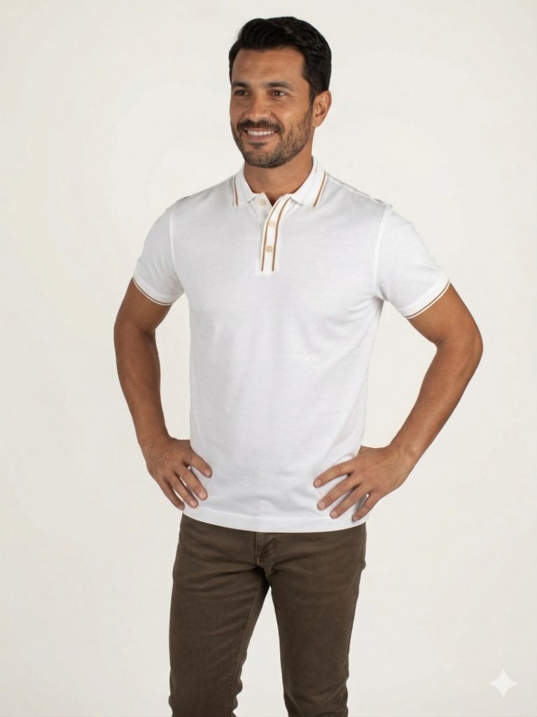 FORMENTİ TRegular Fit Yaka Detaylı Merserize  Polo Tişört 1604 - EKRU