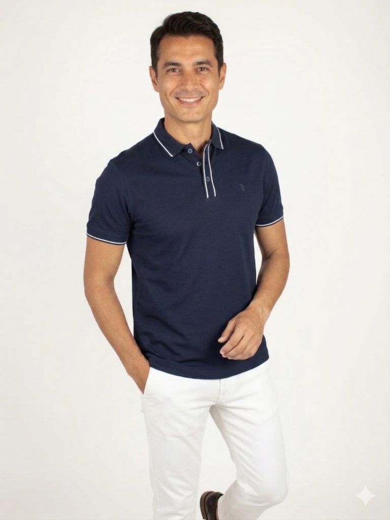 FORMENTİ TRegular Fit Yaka Detaylı Merserize  Polo Tişört 1604 - Lacivert