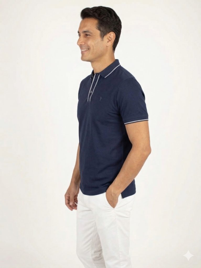 FORMENTİ TRegular Fit Yaka Detaylı Merserize  Polo Tişört 1604 - Lacivert