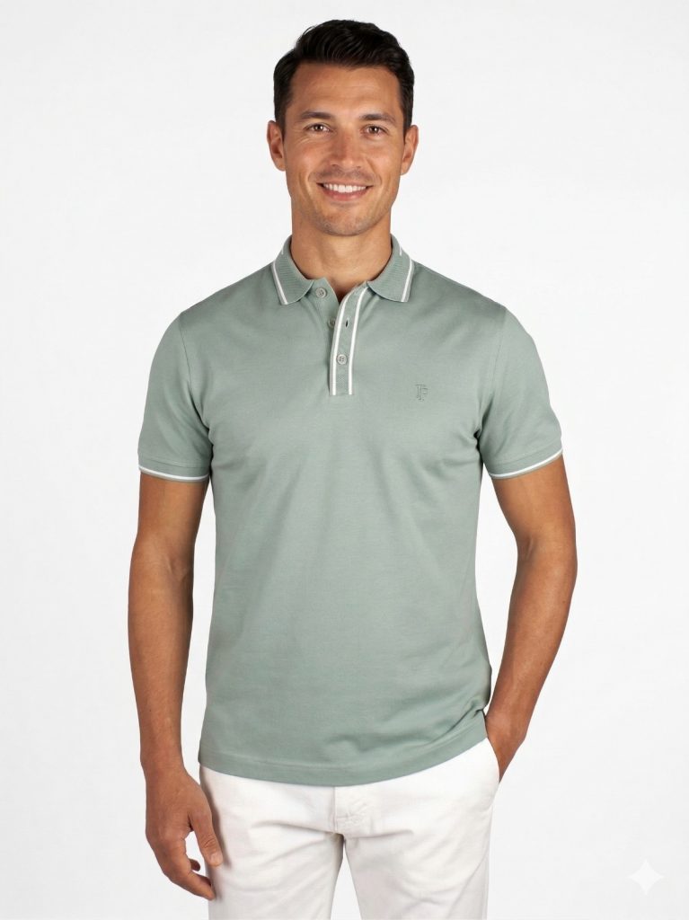 FORMENTİ TRegular Fit Yaka Detaylı Merserize  Polo Tişört 1604 - YEŞİL