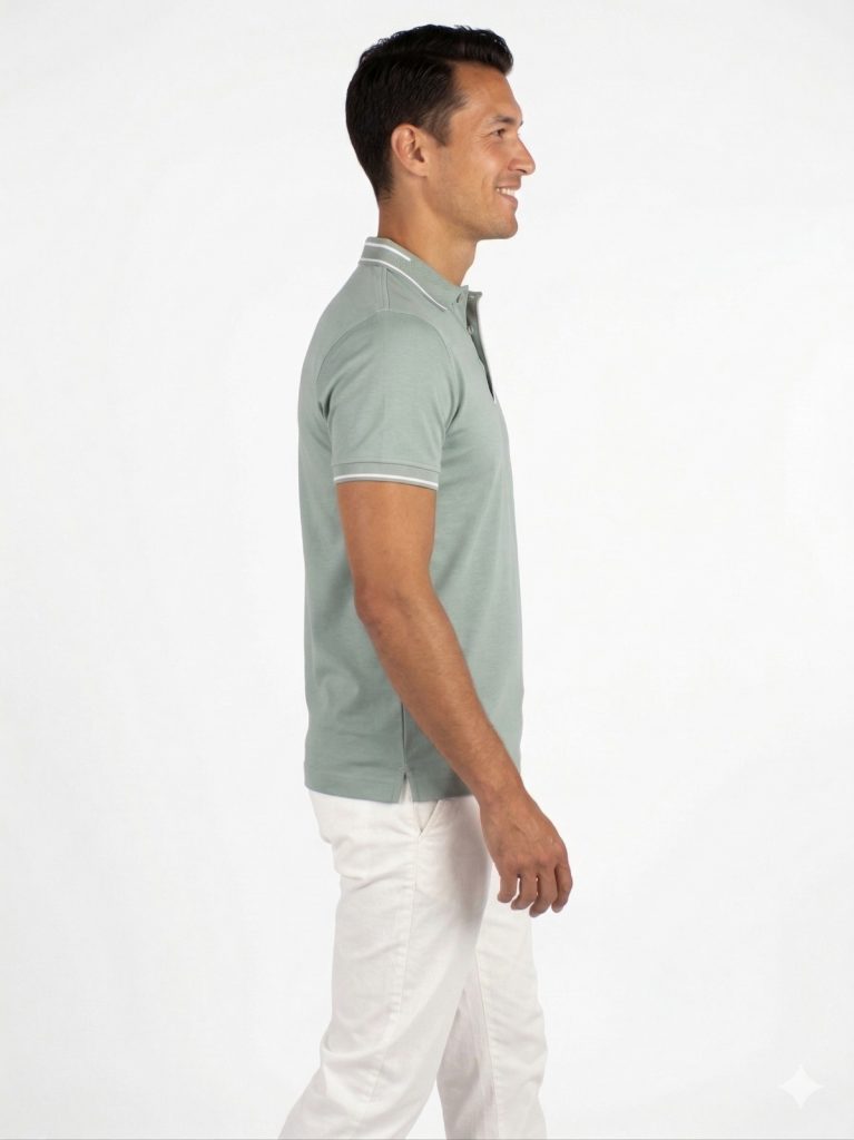 FORMENTİ TRegular Fit Yaka Detaylı Merserize  Polo Tişört 1604 - YEŞİL