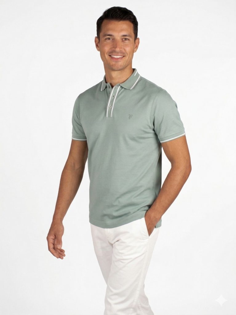 FORMENTİ TRegular Fit Yaka Detaylı Merserize  Polo Tişört 1604 - YEŞİL