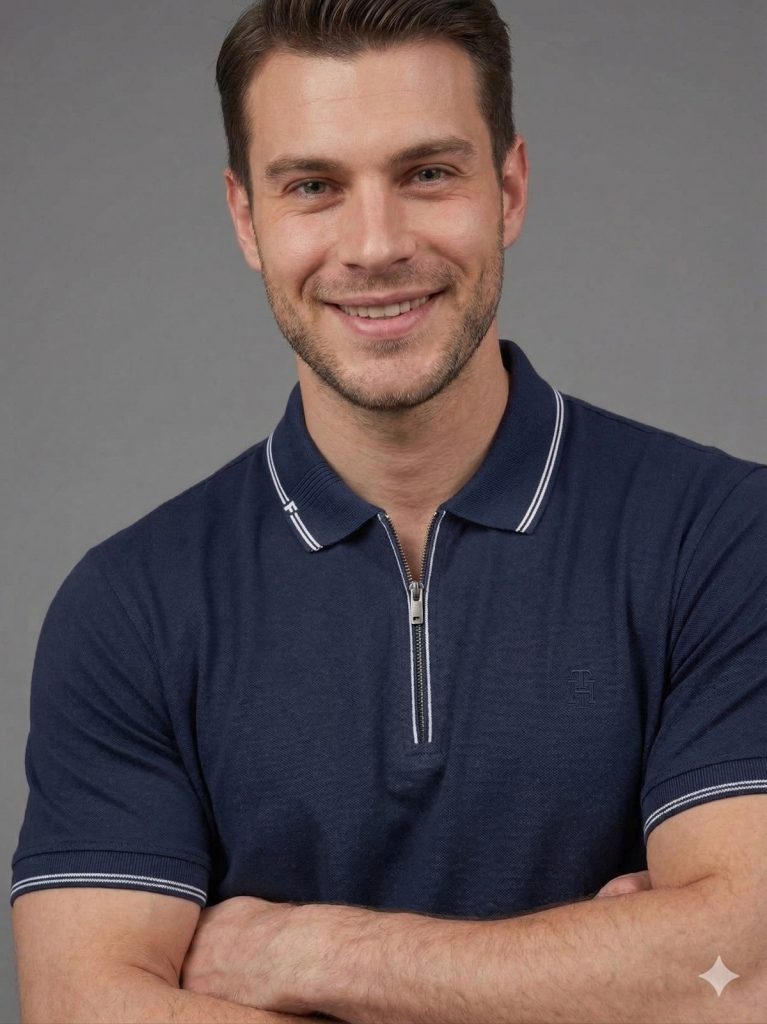 FORMENTİ Fermuar Yaka Erkek Tişört 1613 - Lacivert