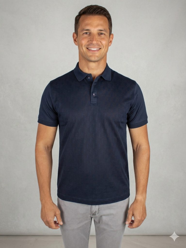 FORMENTİ Desenli Merserize Polo Tişört 1623 - Lacivert