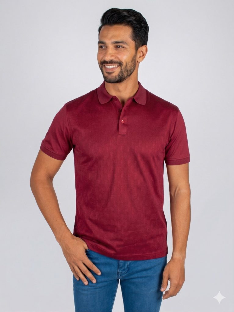 FORMENTİ Desenli Merserize Polo Tişört 1623 - bordo