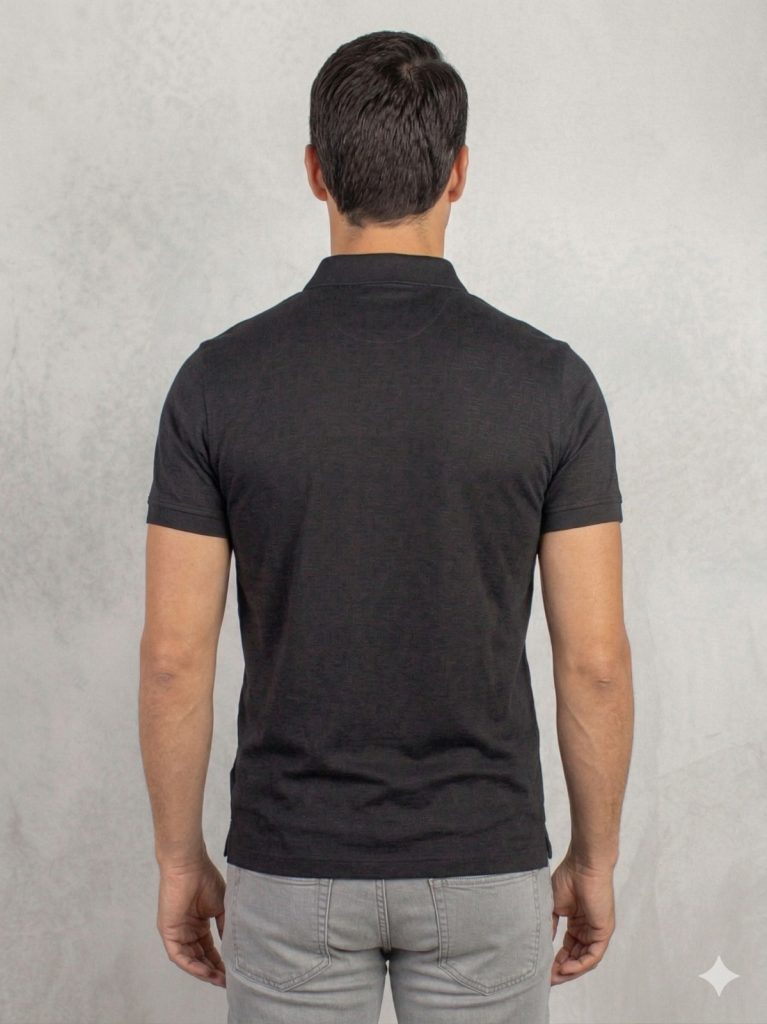 FORMENTİ Desenli Merserize Polo Tişört 1623 - Siyah