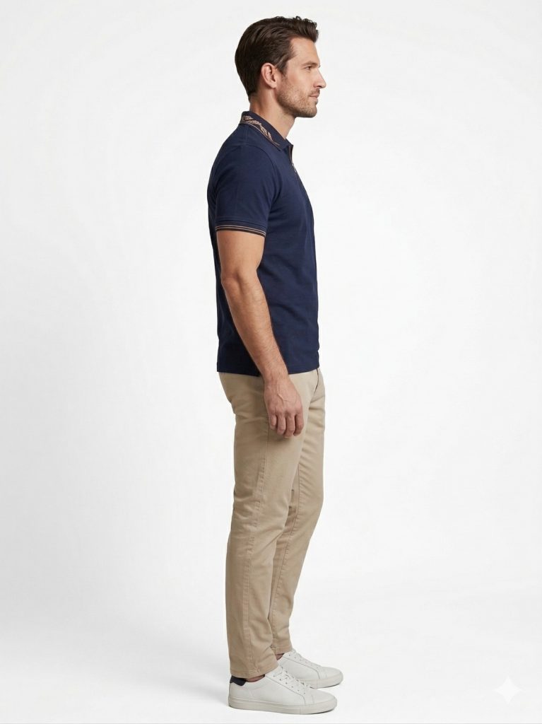 FORMENTİ Fit Polo Yaka Detaylı Merserize Tişört  1624 - Lacivert