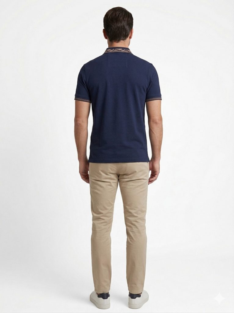 FORMENTİ Fit Polo Yaka Detaylı Merserize Tişört  1624 - Lacivert