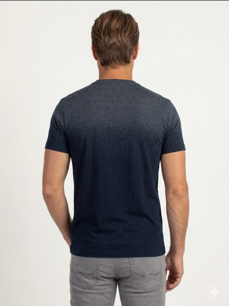 FORMENTİ Fit Desenli Merserize Tişört 1637 - Lacivert