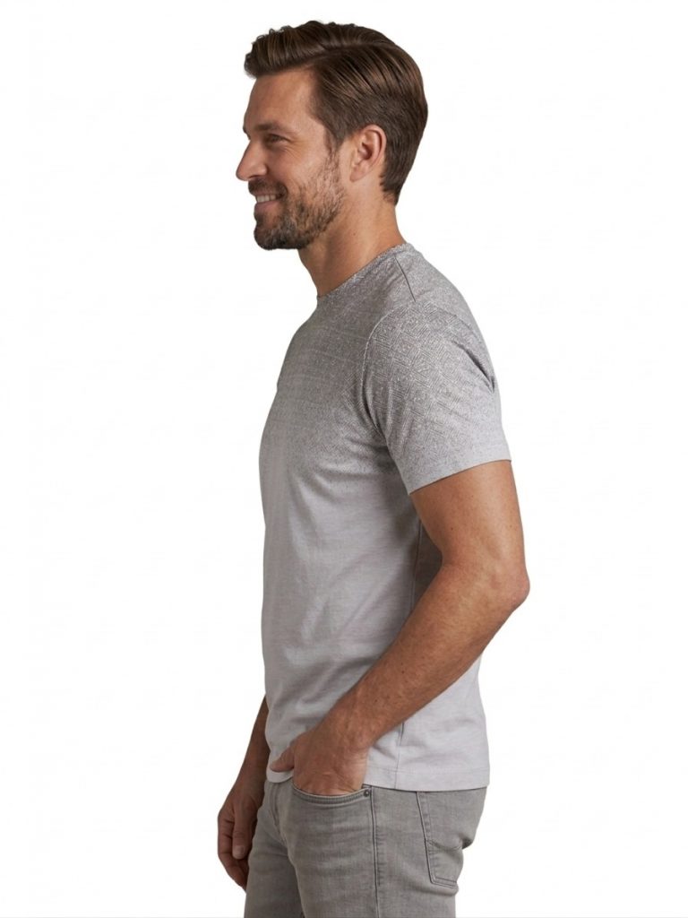 FORMENTİ Fit Desenli Merserize Tişört 1637 - GRİ