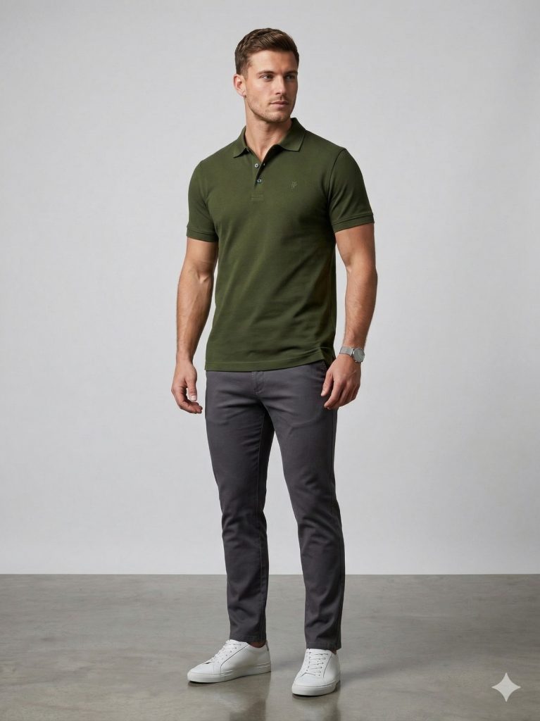 FORMENTİRegular Fit Merserize  Polo Yaka Tişört 6035 - HAKİ