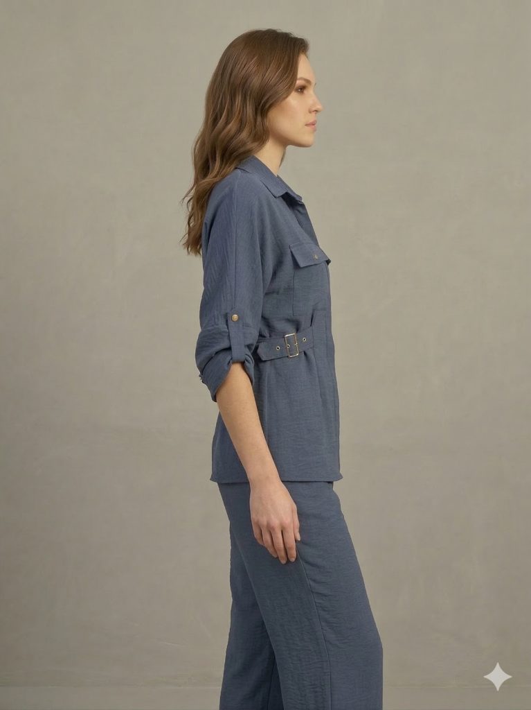 GHİSA Kemer Detaylı 2'Lİ TAKIM 9189 - İNDİGO