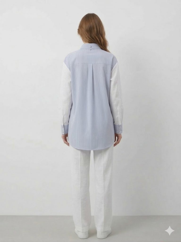 GHİSA Kendinden Taş Detaylı Gömlek 4617 - MAVİ