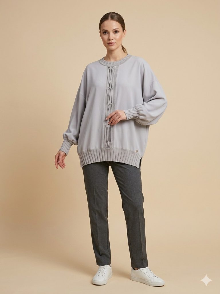 GHİSA Kol ve Belden Lastik Detaylı Tunik 4422 - GRİ