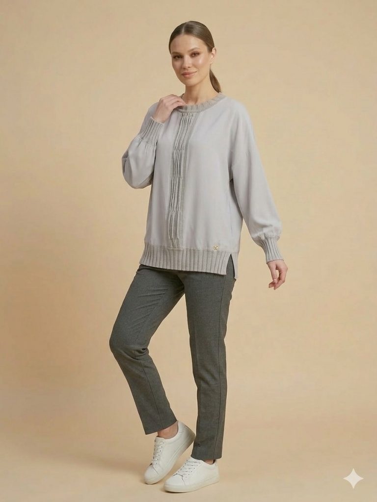 GHİSA Kol ve Belden Lastik Detaylı Tunik 4422 - GRİ