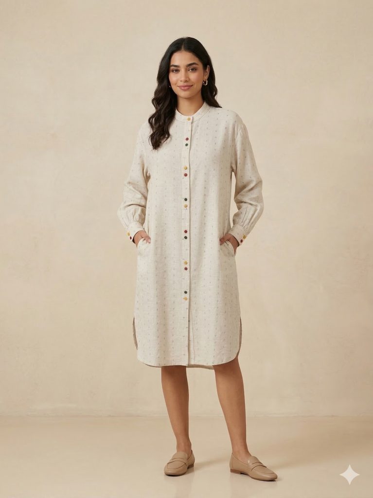 GHİSA Kendinden Renkli Sırt İşlemeli Tunik 4088 - TAŞ