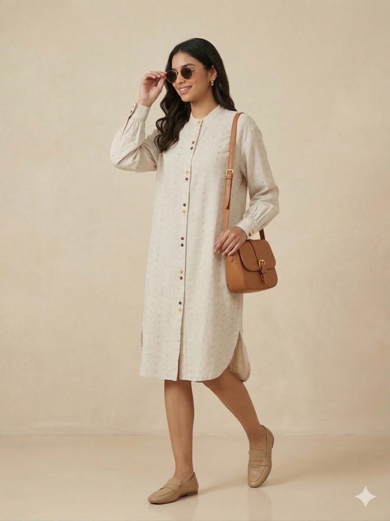 GHİSA Kendinden Renkli Sırt İşlemeli Tunik 4088 - TAŞ