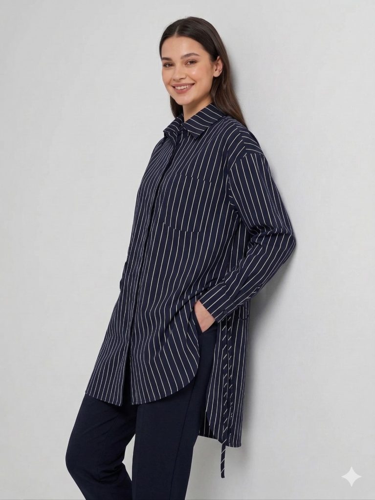 GHİSA Kuş İşlemeli Cep Detaylı Tunik 4197 - Siyah