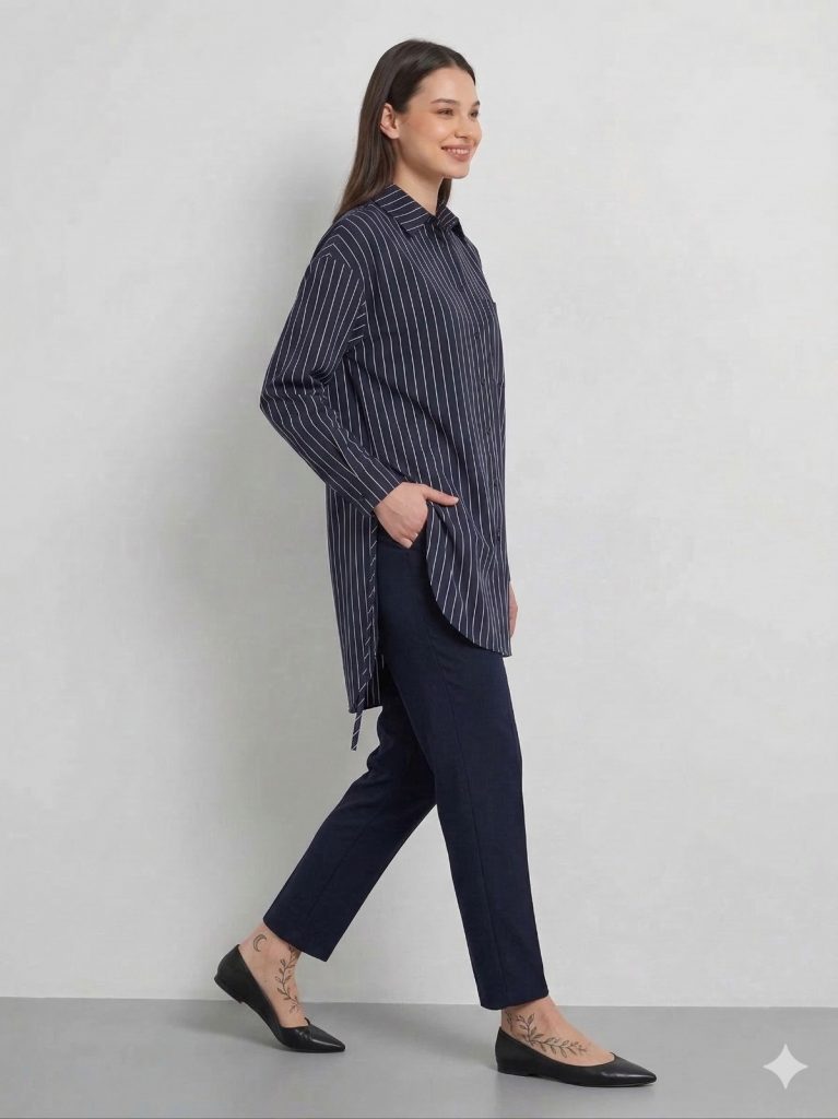 GHİSA Kuş İşlemeli Cep Detaylı Tunik 4197 - Siyah