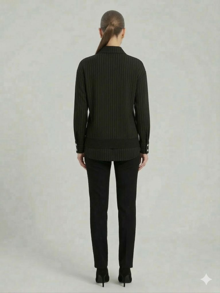 GHİSA Dantel Detaylı Gömlek Yaka Bluz 4315 - Siyah