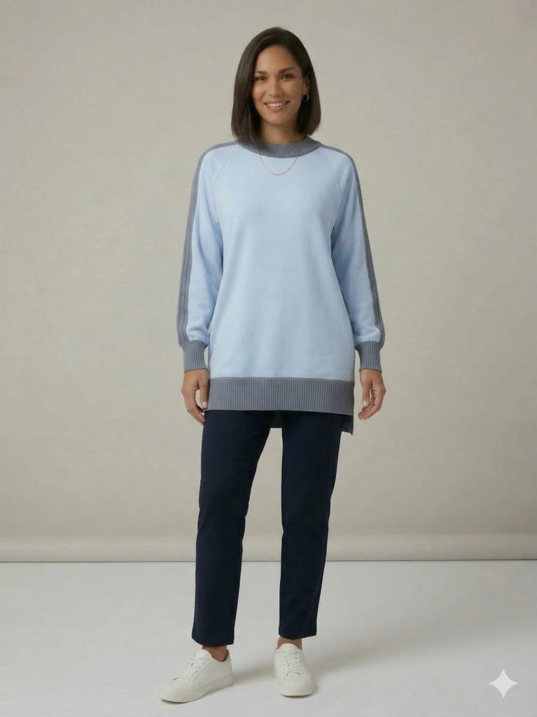 GHİSA Kol ve Belden Lastik Detaylı Tunik 4321 - MAVİ