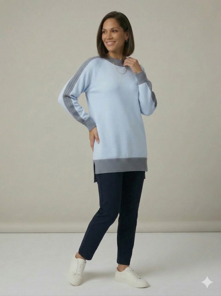 GHİSA Kol ve Belden Lastik Detaylı Tunik 4321 - MAVİ