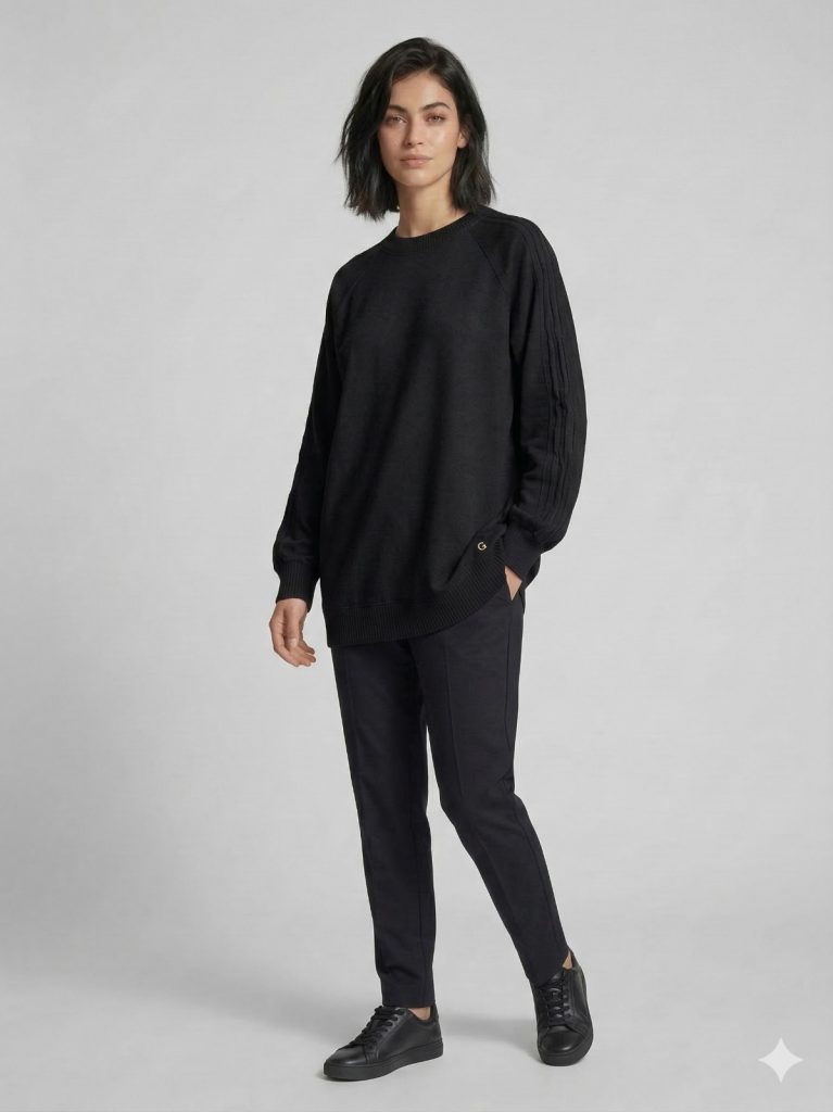 GHİSA Kol ve Belden Lastik Detaylı Tunik 4321 - Siyah