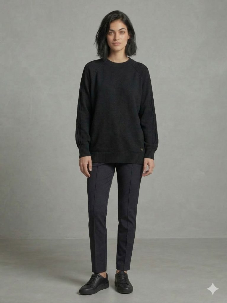 GHİSA Kol ve Belden Lastik Detaylı Tunik 4321 - Siyah