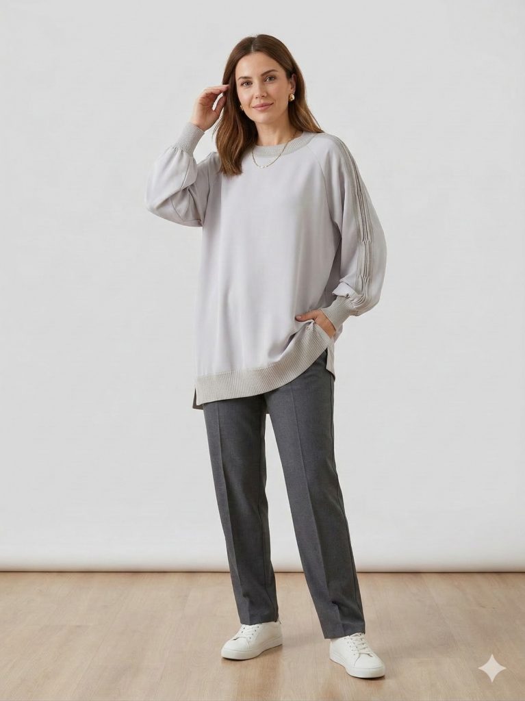 GHİSA Kol ve Belden Lastik Detaylı Tunik 4321 - GRİ