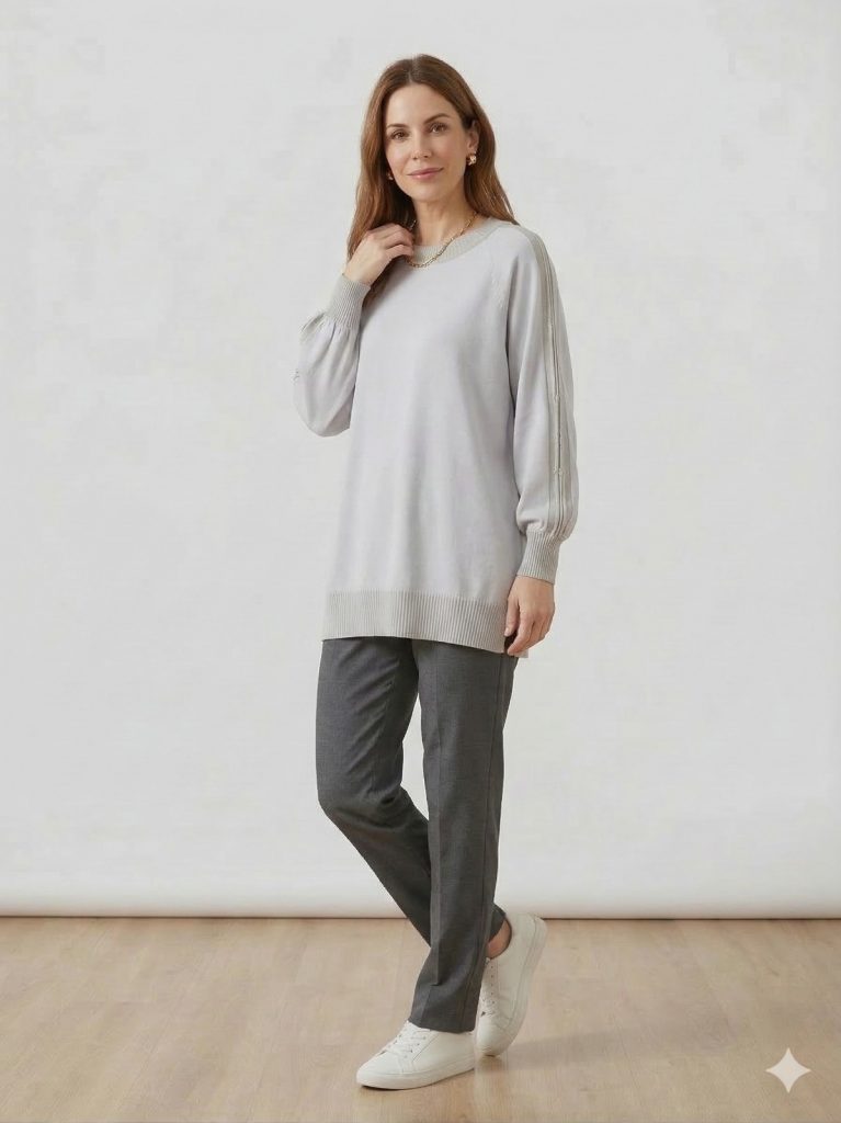 GHİSA Kol ve Belden Lastik Detaylı Tunik 4321 - GRİ