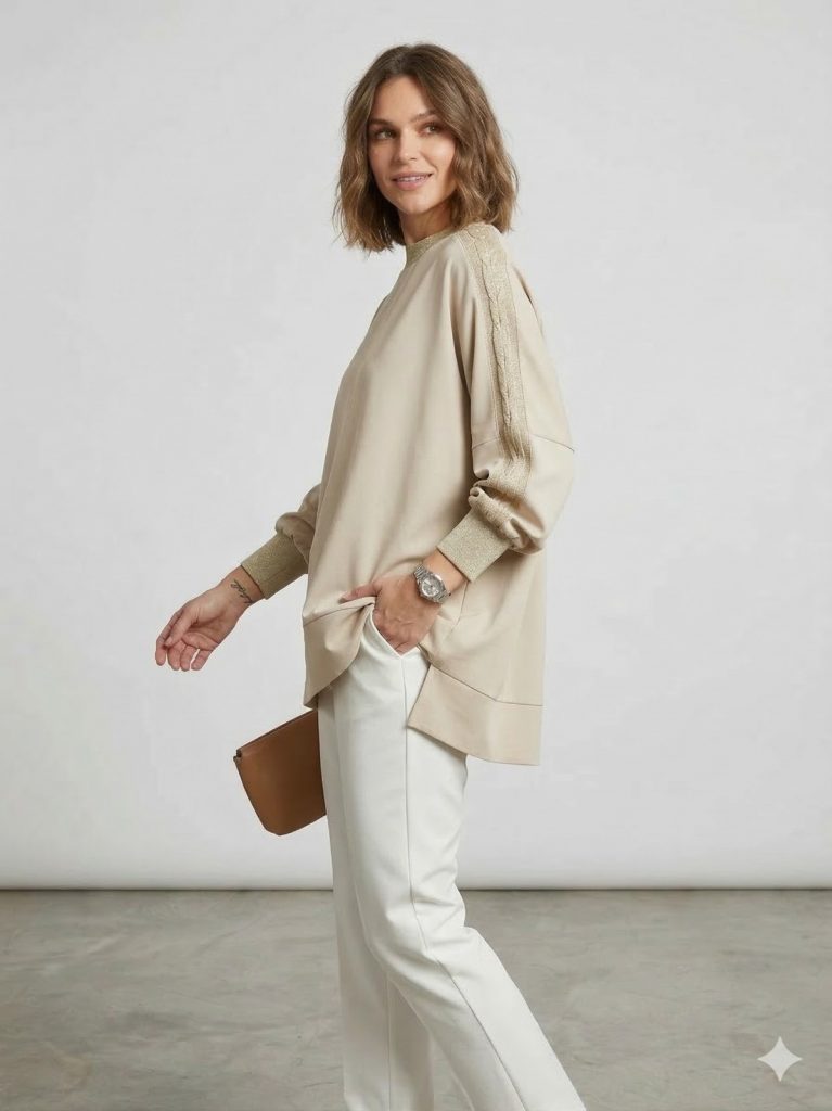 GHİSA Kol ve Belden Lastik Detaylı Tunik  4831 - TAŞ