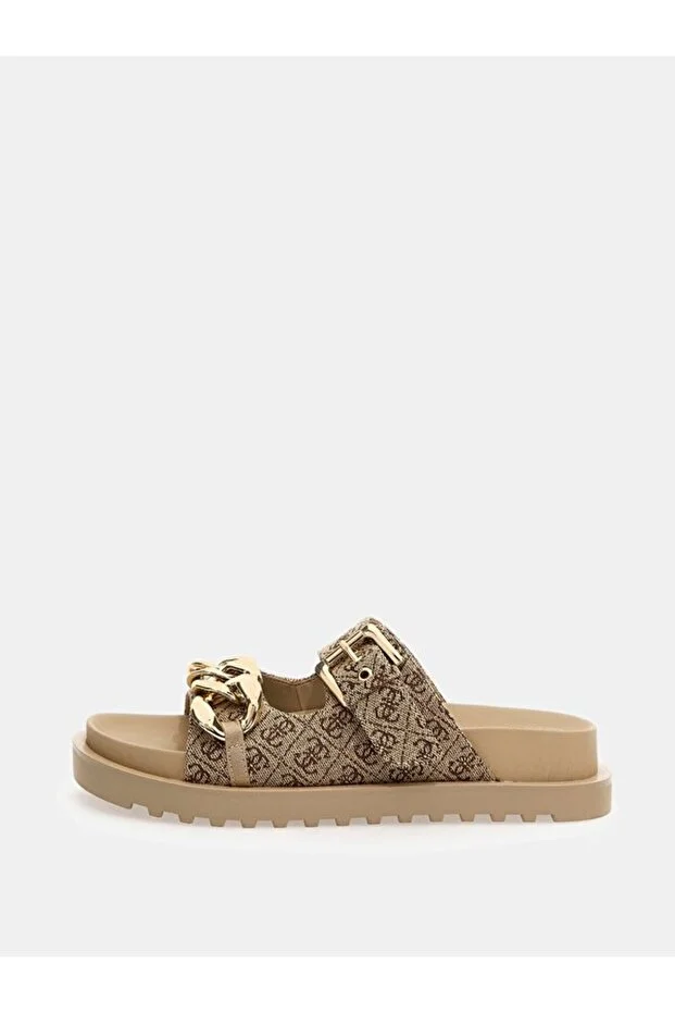 GUESS 4G Logolu Kadın Terlik FL6FT2FAL03 - bej-kahve